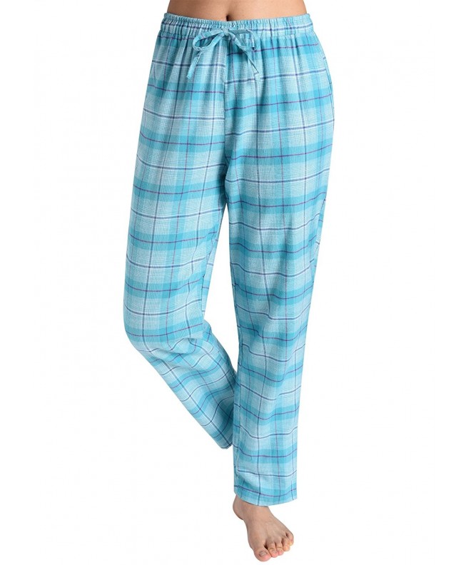 Women's Pajama Pants Cotton Lounge Pants Plaid PJS Bottoms - Turquoise ...