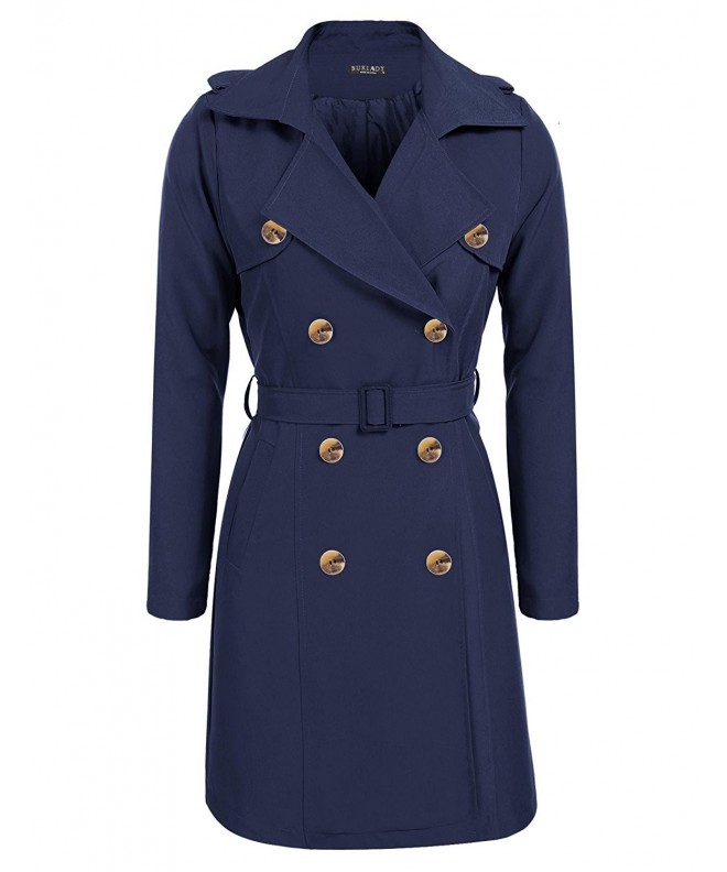 BURLADY Womens Lapel Double Breasted Trench