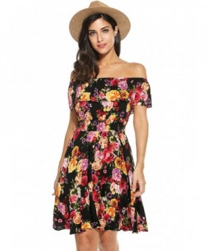 Womens Summer Shoulder Floral Ruffles