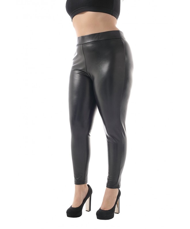 ZERDOCEAN Womens Leather Brushed Leggings