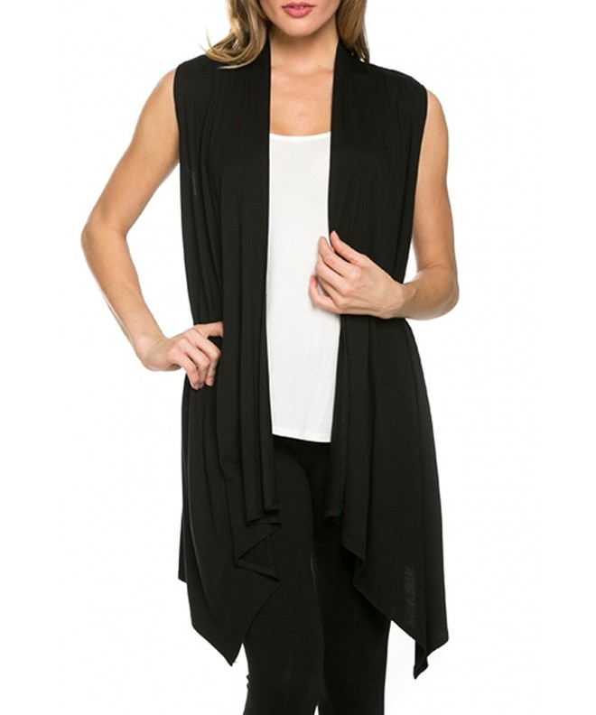 Womens Solid Sleeveless Asymetric Cardigan