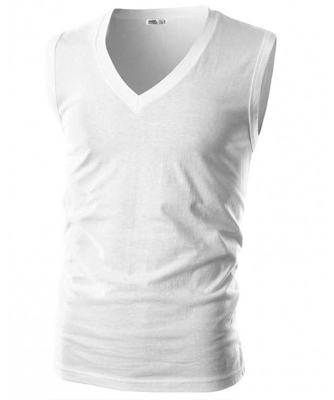 Ohoo Mens Slim Sleeveless DCT019 WHITE 2XL