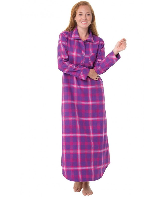 PajamaGram Womens Flannel Nightgown Raspberry