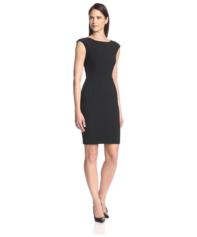 Women's Scoop Neck Cap Sleeve Dress - Black - CG11Z0AW3UL