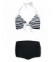 QingLemon Striped Backless Swimsuit Blackstripe