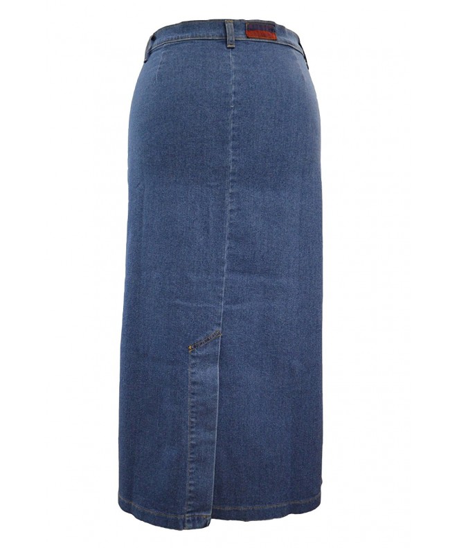 Ladies Light Blue Stonewash Stretch Denim Maxi Skirt Sizes 12 To 26 ...