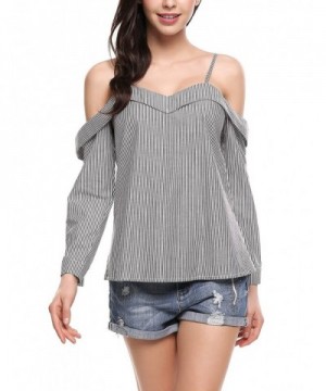 Zeagoo Shoulder Sleeve Striped Blouse