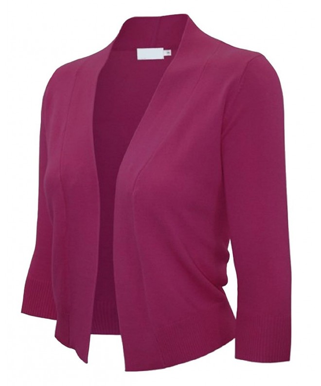 Ever77 Womens Sleeve Cardigan TC1016 Magenta