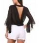 Zeagoo Embroidery Sleeve Backless Blouse