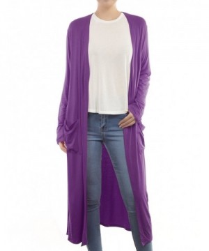 B I L Y Womens Pockets Cardigan Purple