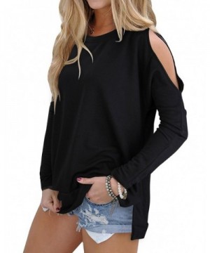 OUGES Womens Cutout Shoulder T Shirt