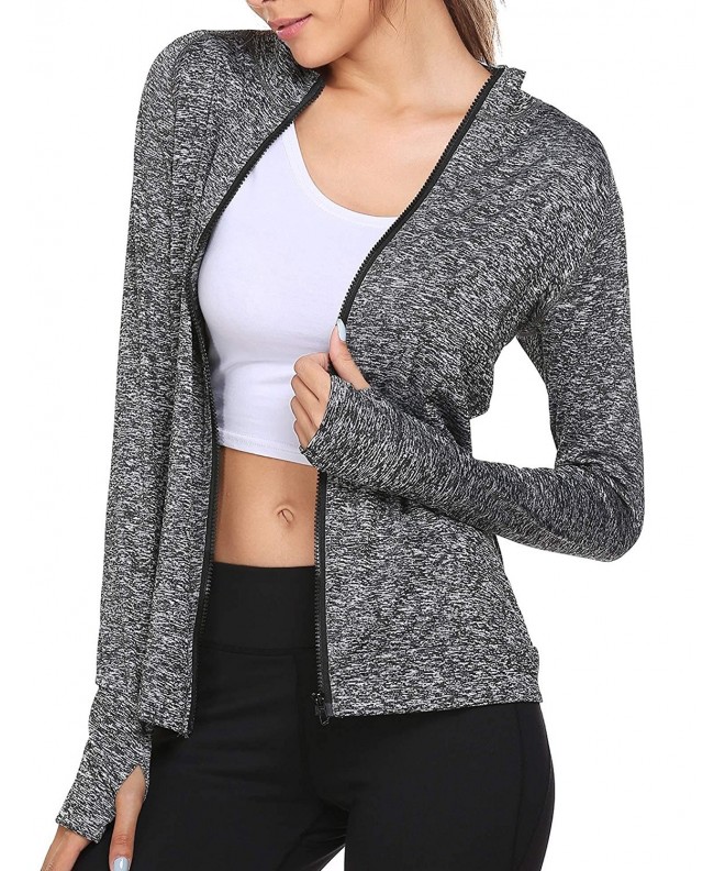 Women's Workout and Yoga Zip Up Stretchy Jacket With Thumb Holes (M-XXL ...