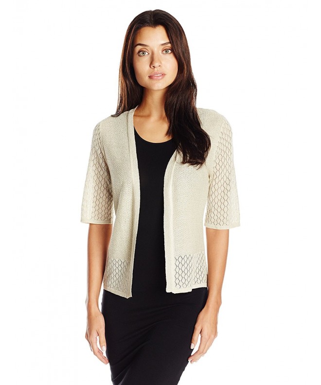 Women's Short Sleeve Cardigan - Natural/Gold - CH12KQ382V1