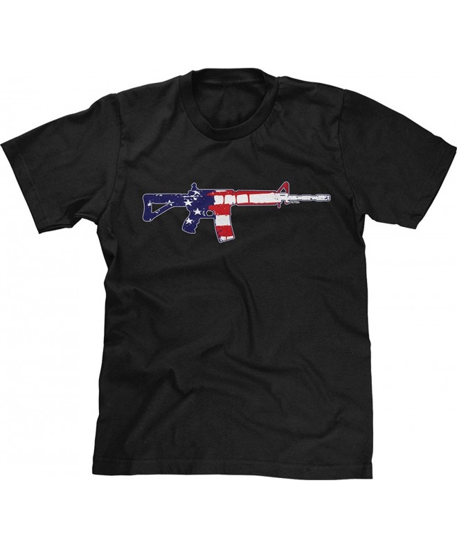 Mens T-Shirt AR-15 USA Flag Imprint - Black - CT12CMPFJX5