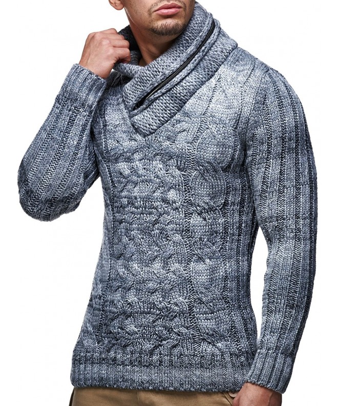 Men's Knitted Pullover With Turtleneck Collar Size 3XL- Grey - CX186GXC65Z