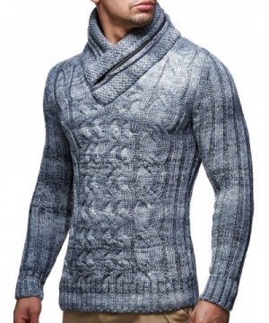 Men's Knitted Pullover With Turtleneck Collar Size 3XL- Grey - CX186GXC65Z