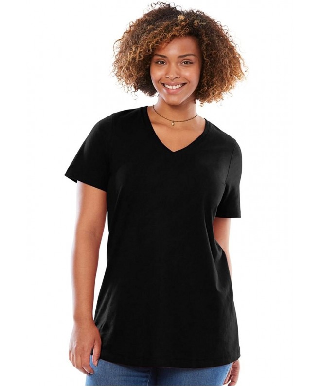 Womens Plus Perfect V Neck Black