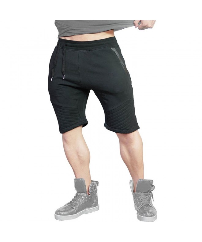 Men's Fitted Gym Active Bodbuilding Workout Shorts - Black - CY186YN4N3C