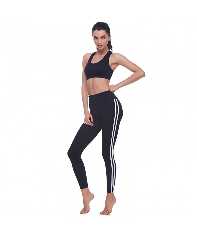 BELLEZIVA Striped Leggings Workout Running