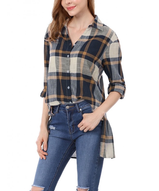 Allegra Womens Plaids Ruffled Boyfriend