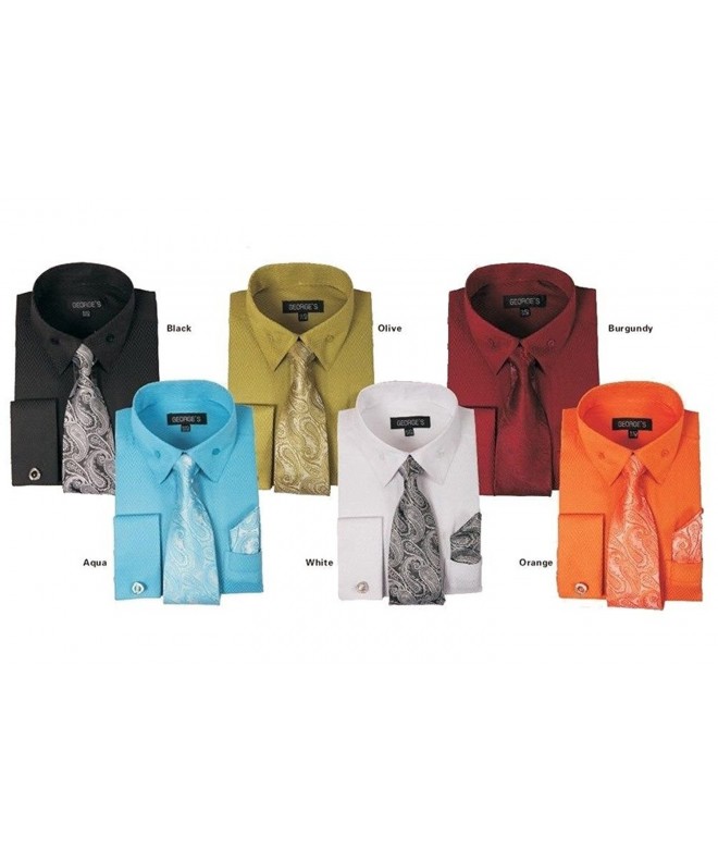 Unique Fabric Dress Shirts w/ Matching Tie-Hankie-Cuff & Cufflink AH619 ...