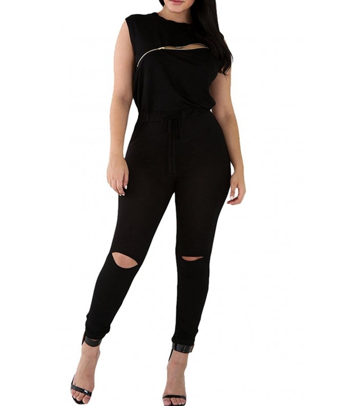 Womens Sleeveless Broken Bodycon Jumpsuit