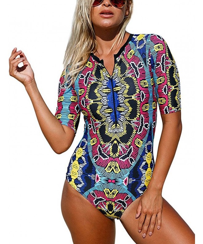 Womens Printed Sleeve Swimsuit Bikinis