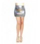 SACASUSA Stretchy Metallic Skirts Silver