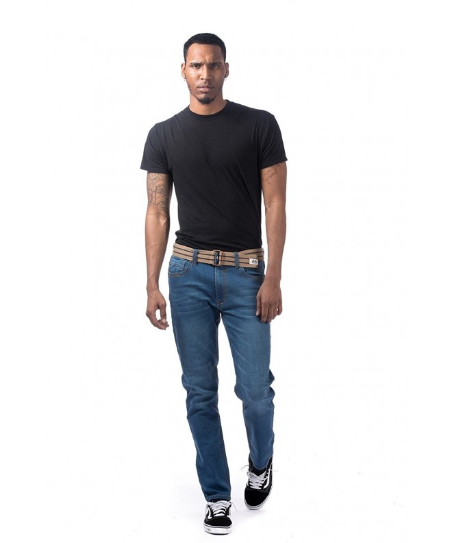 Men's Plus Size Belted Knitted Stretch Super soft Denim Skinny Jeans ...