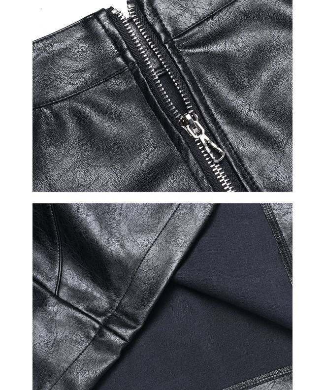 Women's Faux Leather Above Knee Length Boydon Mini Skirt Black S-XXL ...