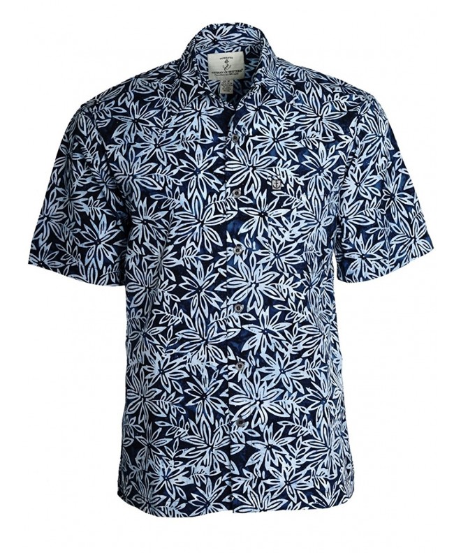 Mens Wind Dancer Batik Cotton Shirt - Sapphire Blue - CM11U6D38Q1