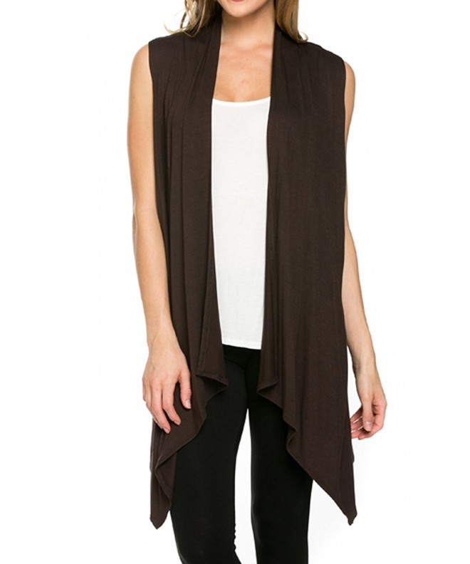 Womens Solid Sleeveless Asymetric Cardigan