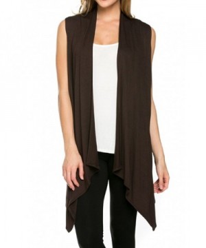 Womens Solid Sleeveless Asymetric Cardigan