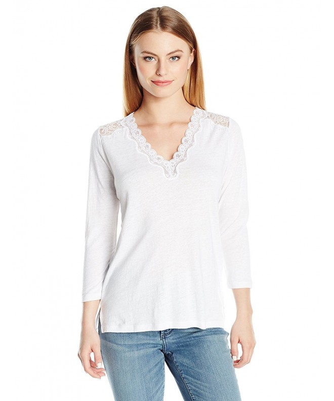 Women's Petite Ella Lace Knit Top - Optic White - CO12O668ISG