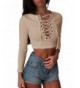 Womens Long Sleeve Crop Khaki