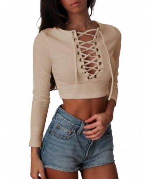 Womens Long Sleeve Crop Khaki