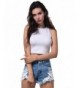 Persun Womens White Plain Cropped