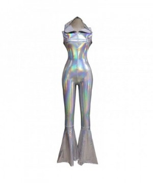 Iridescent Holographic Sleeveless Jumpsuit 8083Silver