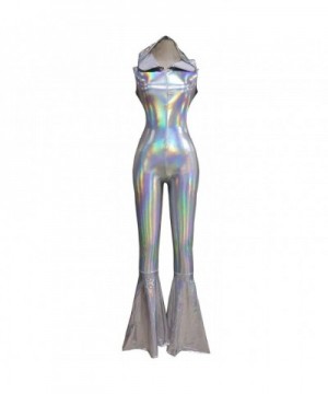 Iridescent Holographic Sleeveless Jumpsuit 8083Silver