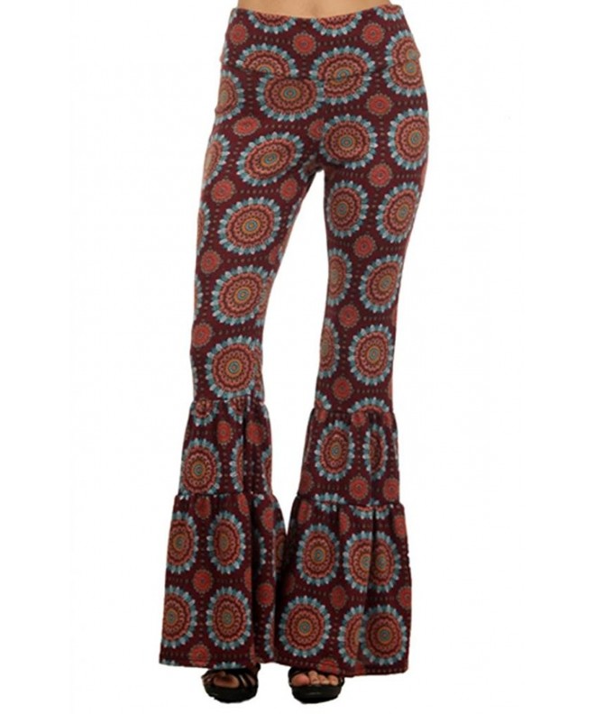 Paisley Palazzo Hippie Fold Over Burgunday