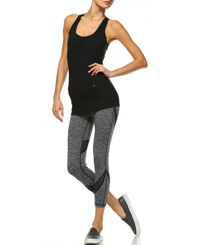 Black Grey Printed Mesh Performance Yoga Running Capri Leggings - Grey ...