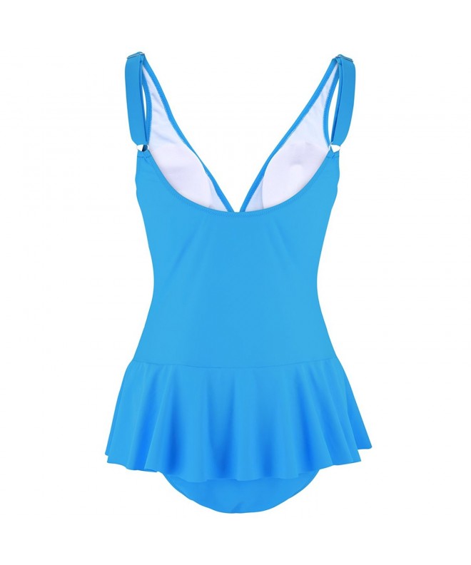 Ruched Tankini Swimdress- One Piece Swimsit For Women With Skirt Tummy ...
