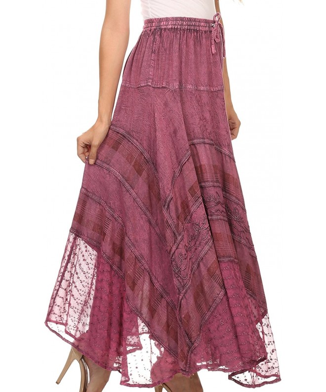 Hailes Long Tall Wide Silver Embroidered Batik Adjustable Waist Skirt ...
