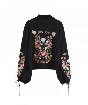 DEZZAL Womens Embroidered Pullover Sweater