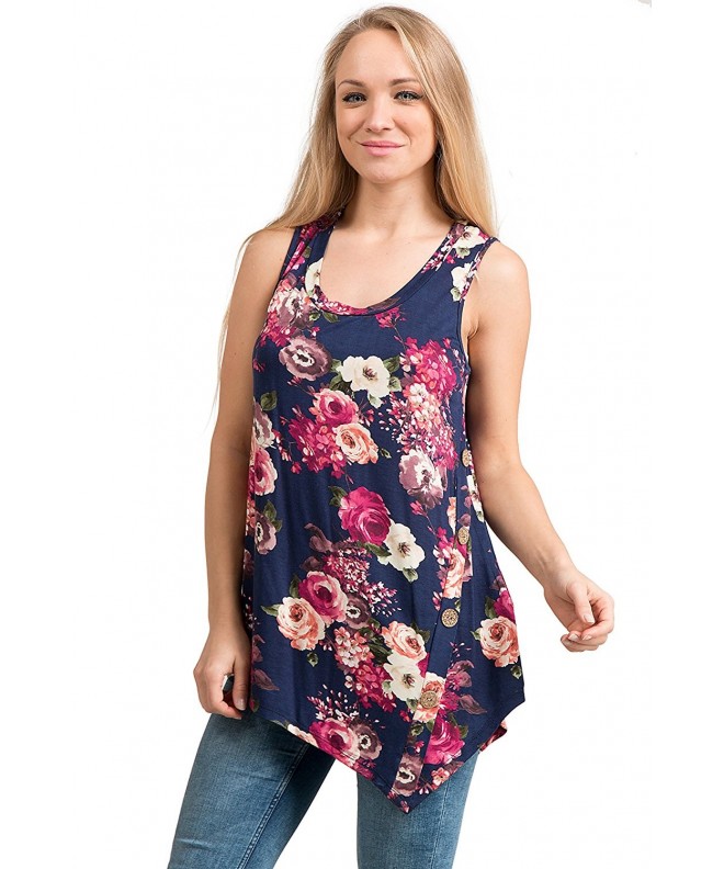 Fashionomics Womens Casual Sleeveless NavyFloral