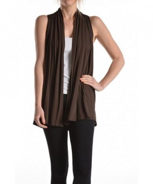 Ever77 Super Comfortable Sleeveless Cardigan TC1005AZ Brown