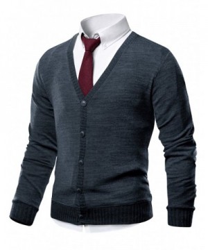 HARRISON83 V Neck Cardigan Sweater NS1088 CHARCOAL XL