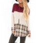 Amelitory Contrast T Shirts Blouses Burgundy