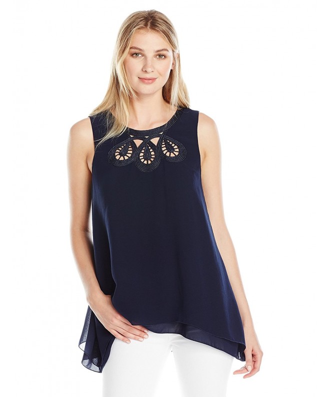 Lark Ro Sleeveless Embroidered Neckline