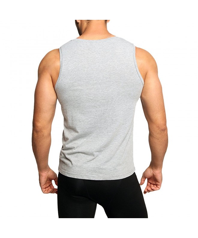Men's Muscle Vest Scoop Neck Skinny Fit Tank Tops - Gray - C7182889W33